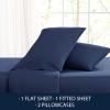 imageNautica  Twin Sheet Set Cotton Percale Bedding Set Crisp ampamp Cool Fully Elasticized Ideal Dorm Essentials Solid Light Blue TwinCaptains Navy