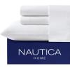 imageNautica  Twin Sheet Set Cotton Percale Bedding Set Crisp ampamp Cool Fully Elasticized Ideal Dorm Essentials Solid Light Blue TwinSolid White
