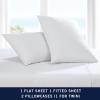 imageNautica  Twin Sheet Set Cotton Percale Bedding Set Crisp ampamp Cool Fully Elasticized Ideal Dorm Essentials Solid Light Blue TwinSolid White
