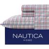 imageNautica  Twin XL Sheets Cotton Percale Bedding Set Fully Elasticized Ideal Dorm Essentials Audley Stripe Blue Twin XLBoating Tattersall Red