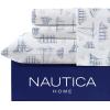 imageNautica  Twin XL Sheets Cotton Percale Bedding Set Fully Elasticized Ideal Dorm Essentials Audley Stripe Blue Twin XLWhitewood Sail Blue
