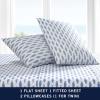 imageNautica  Twin XL Sheets Cotton Percale Bedding Set Fully Elasticized Ideal Dorm Essentials Audley Stripe Blue Twin XLWoodblock Fish Blue