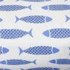 imageNautica  Twin XL Sheets Cotton Percale Bedding Set Fully Elasticized Ideal Dorm Essentials Audley Stripe Blue Twin XLWoodblock Fish Blue