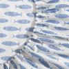 imageNautica  Twin XL Sheets Cotton Percale Bedding Set Fully Elasticized Ideal Dorm Essentials Audley Stripe Blue Twin XLWoodblock Fish Blue