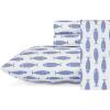 imageNautica  Twin XL Sheets Cotton Percale Bedding Set Fully Elasticized Ideal Dorm Essentials Audley Stripe Blue Twin XLWoodblock Fish Blue