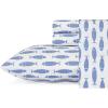 imageNautica  Twin XL Sheets Cotton Percale Bedding Set Fully Elasticized Ideal Dorm Essentials Audley Stripe Blue Twin XLWoodblock Fish Blue