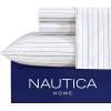 imageNautica  Twin XL Sheets Premium Cotton Percale Bedding Set Striped Bedding Set OekoTex Certified Beaux Stripe Blue Twin XLBrenton Stripe Ivory