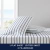 imageNautica  Twin XL Sheets Premium Cotton Percale Bedding Set Striped Bedding Set OekoTex Certified Beaux Stripe Blue Twin XLBrenton Stripe Navy Blue
