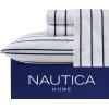 imageNautica  Twin XL Sheets Premium Cotton Percale Bedding Set Striped Bedding Set OekoTex Certified Beaux Stripe Blue Twin XLBrenton Stripe Navy Blue