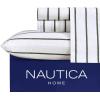imageNautica  Twin XL Sheets Premium Cotton Percale Bedding Set Striped Bedding Set OekoTex Certified Beaux Stripe Blue Twin XLMerrick Stripe Beige