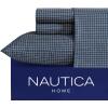 imageNautica  Twin XL Sheets Premium Cotton Percale Bedding Set Striped Bedding Set OekoTex Certified Beaux Stripe Blue Twin XLMerrick Stripe Beige