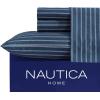 imageNautica  Twin XL Sheets Premium Cotton Percale Bedding Set Striped Bedding Set OekoTex Certified Beaux Stripe Blue Twin XLRichmond Stripe Blue