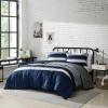 imageNautica  TwinTwin XL Bed Set Reversible Comforter with Matching Shams Bed Sheets and Laundry Bag Dorm Essentials Captains BlueGreenHeathered Block Flagstone