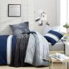 imageNautica  TwinTwin XL Bed Set Reversible Comforter with Matching Shams Bed Sheets and Laundry Bag Dorm Essentials Captains BlueGreenHeathered Block Flagstone