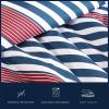imageNautica  TwinTwin XL Bed Set Reversible Comforter with Matching Shams Bed Sheets and Laundry Bag Dorm Essentials Captains BlueGreenKennedy Stripe Navy