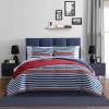 imageNautica  TwinTwin XL Bed Set Reversible Comforter with Matching Shams Bed Sheets and Laundry Bag Dorm Essentials Captains BlueGreenKennedy Stripe Navy