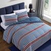 imageNautica  TwinTwin XL Bed Set Reversible Comforter with Matching Shams Bed Sheets and Laundry Bag Dorm Essentials Captains BlueGreenKennedy Stripe Navy