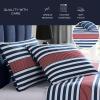 imageNautica  TwinTwin XL Bed Set Reversible Comforter with Matching Shams Bed Sheets and Laundry Bag Dorm Essentials Captains BlueGreenKennedy Stripe Navy