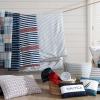 imageNautica  TwinTwin XL Bed Set Reversible Comforter with Matching Shams Bed Sheets and Laundry Bag Dorm Essentials Captains BlueGreenKennedy Stripe Navy