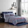 imageNautica  TwinTwin XL Bed Set Reversible Comforter with Matching Shams Bed Sheets and Laundry Bag Dorm Essentials Captains BlueGreenKennedy Stripe Navy