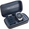 imageNautica Mens NAPNOS304 One Recycled 85 Stainless Steel Bracelet ampamp Blue Silicone Strap Watch