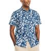 imageNautica Mens Printed Poplin ShortSleeve ShirtDreamy CoralsEstate Blue