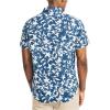 imageNautica Mens Printed Poplin ShortSleeve ShirtDreamy CoralsEstate Blue