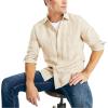 imageNautica Mens Sustainably Crafted Classic Fit Linen ShirtSandy Bar