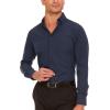 imageNautica Slim Fit Mens Dress Shirts Long Sleeve Performance Polyester Fabric Wrinkle Free 4Way StretchNavy Solid