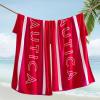 imageNautica  Oversized Beach Towel Set Soft Plush Velour Towels with Hanging Loop Quick Dry ampamp Absorbent Beach Vacation Essentials for Adults ampamp Travel Tilted Logo Blue 2PackLogo Stripe Pink