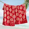 imageNautica  Oversized Beach Towel Set Soft Plush Velour Towels with Hanging Loop Quick Dry ampamp Absorbent Beach Vacation Essentials for Adults ampamp Travel Tilted Logo Blue 2PackSeashell Seashore Pink