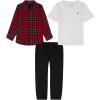 imageNautica Baby Boys 3pc Woven Shirt Pant SetWhit HeatherPlaidDeel Black