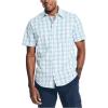 imageNautica Mens Navtech Slim Fit Plaid ShortSleeve ShirtSoft Blue