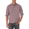 imageNautica Mens WrinkleResistant Plaid Wear to Work ShirtShipwreck Burgundy