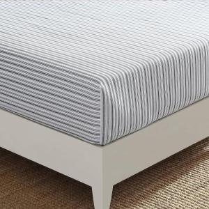 imageNautica  Twin Fitted Sheet Crisp Cotton Percale Bedding Single Ply Woven Lightweight for Year Round Use OekoTex Certified Beaux Stripe BlueColeridge Stripe Charcoal