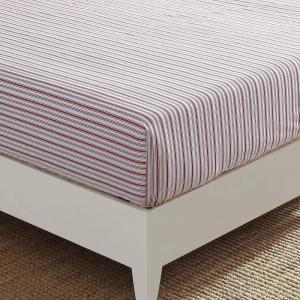 imageNautica  Twin Fitted Sheet Crisp Cotton Percale Bedding Single Ply Woven Lightweight for Year Round Use OekoTex Certified Beaux Stripe BlueColeridge Stripe Red