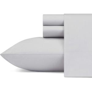 imageNautica  Twin Sheet Set Cotton Percale Bedding Set Crisp ampamp Cool Fully Elasticized Ideal Dorm Essentials Solid Light Blue TwinSailing Grey