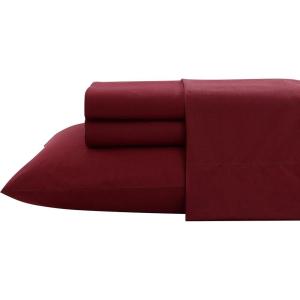 imageNautica  Twin Sheet Set Cotton Percale Bedding Set Crisp ampamp Cool Fully Elasticized Ideal Dorm Essentials Solid Light Blue TwinSolid Dark Red
