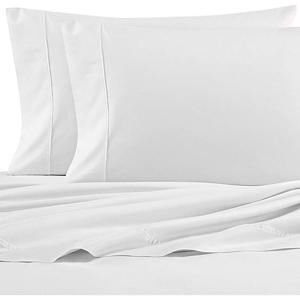 imageNautica  Twin Sheet Set Cotton Percale Bedding Set Crisp ampamp Cool Fully Elasticized Ideal Dorm Essentials Solid Light Blue TwinSolid White