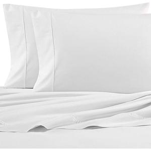 imageNautica  Twin Sheet Set Cotton Percale Bedding Set Crisp ampamp Cool Fully Elasticized Ideal Dorm Essentials Solid Light Blue TwinWhite