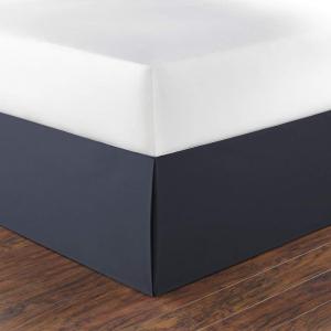 imageNautica  Twin XL Bedskirt 42inch Drop Cotton Bedding Split Corner for Secure Fit OekoTex Certified Solid WhiteNavy