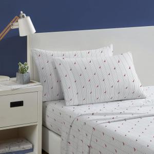 imageNautica  Twin XL Sheets Premium Cotton Percale Bedding Set Striped Bedding Set OekoTex Certified Beaux Stripe Blue Twin XLAudley Stripe Red