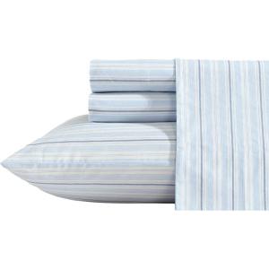 imageNautica  Twin XL Sheets Premium Cotton Percale Bedding Set Striped Bedding Set OekoTex Certified Beaux Stripe Blue Twin XLCamp Stripe Blue
