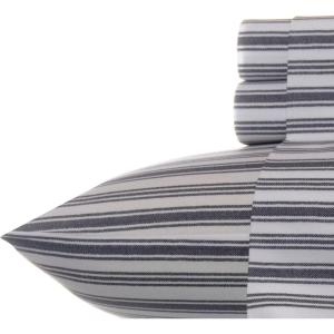 imageNautica  Twin XL Sheets Premium Cotton Percale Bedding Set Striped Bedding Set OekoTex Certified Beaux Stripe Blue Twin XLColeridge Stripe Charcoal