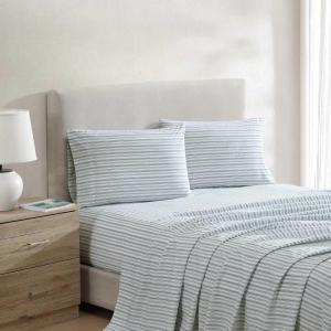 imageNautica  Twin XL Sheets Premium Cotton Percale Bedding Set Striped Bedding Set OekoTex Certified Beaux Stripe Blue Twin XLColeridge Stripe Green