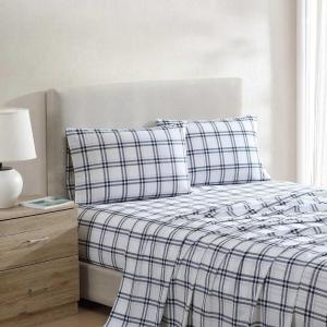 imageNautica  Twin XL Sheets Premium Cotton Percale Bedding Set Striped Bedding Set OekoTex Certified Beaux Stripe Blue Twin XLRyan Cove Plaid Navy