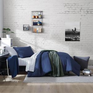 imageNautica  TwinTwin XL Bed Set Reversible Comforter with Matching Shams Bed Sheets and Laundry Bag Dorm Essentials Captains BlueGreenCaptains BlueGreen