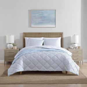 imageNautica  TwinTwin XL Bed Set Reversible Comforter with Matching Shams Bed Sheets and Laundry Bag Dorm Essentials Captains BlueGreenWindsor Blue