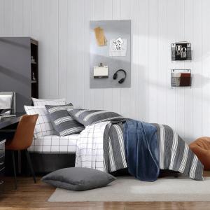 imageNautica  TwinTwin XL Comforter Set Reversible Cotton Bedding with Matching Sham Medium Weight for Year Round Use Dorm Essentials Craver GreyCraver BlackWhite