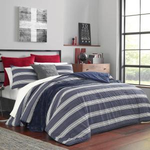 imageNautica  TwinTwin XL Comforter Set Reversible Cotton Bedding with Matching Sham Medium Weight for Year Round Use Dorm Essentials Craver GreyCraver NavyWhite